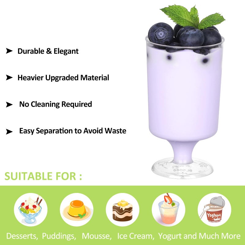 Eupako 4 fl.oz Mini Dessert Cups With Spoons - Clear Plastic Parfait Cups  Round Small Cup for Appetizers  Puddings  Mousse  Fruit - Pack of 50 - Image 2