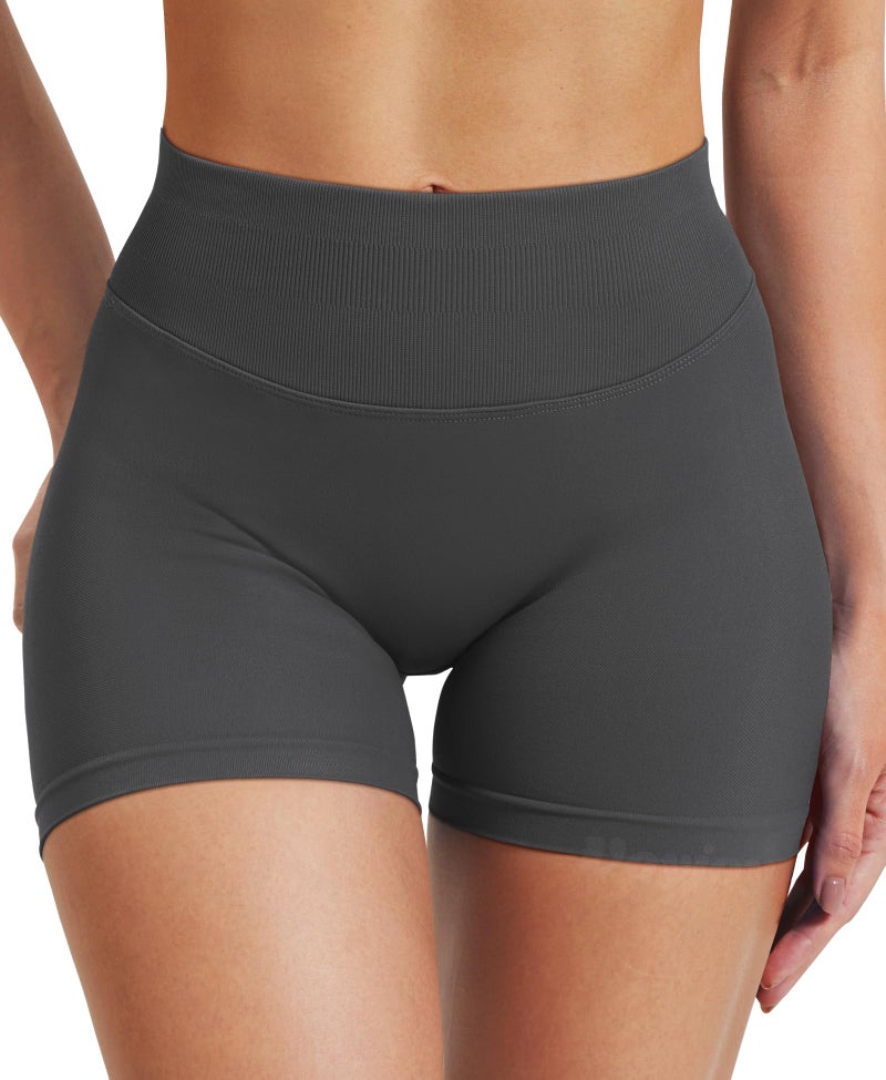 VOYJOY Women Workout Impact Shorts 2.5"/ 3.6"/ 4.5"/ 6" Scrunch Butt Lifting Gym Seamless Booty Biker Shorts Dark Grey - Image 3
