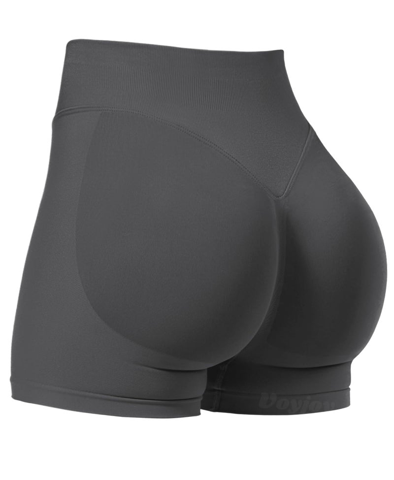 VOYJOY Women Workout Impact Shorts 2.5"/ 3.6"/ 4.5"/ 6" Scrunch Butt Lifting Gym Seamless Booty Biker Shorts Dark Grey - Image 1