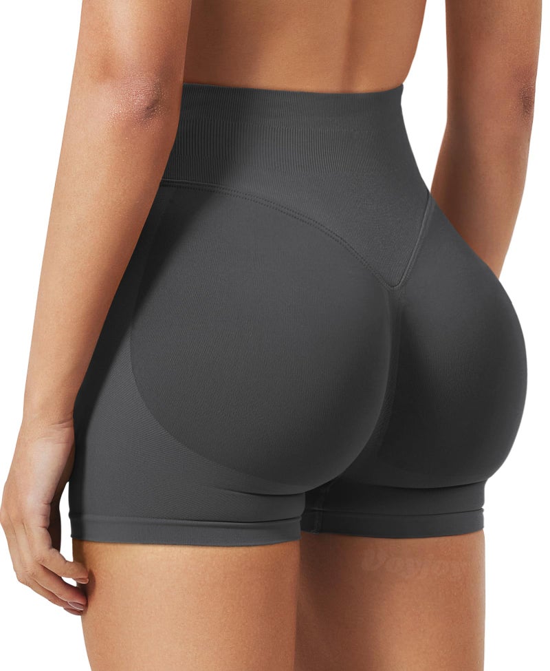 VOYJOY Women Workout Impact Shorts 2.5"/ 3.6"/ 4.5"/ 6" Scrunch Butt Lifting Gym Seamless Booty Biker Shorts Dark Grey - Image 2