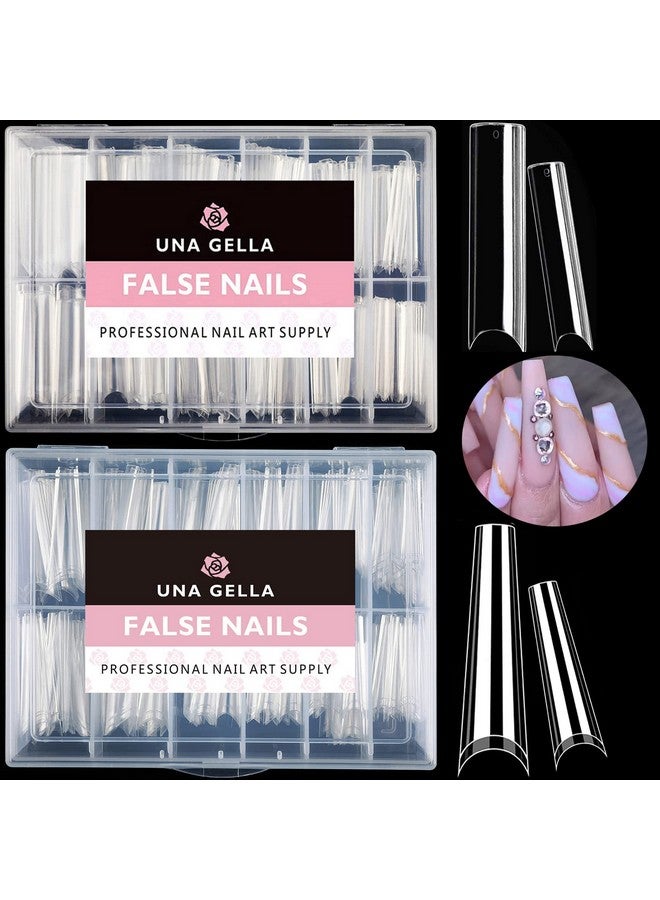 UNA GELLA Soft Gel Nail Tips Xxl 432Pcs Square Coffin No C Curve Nail Tips Clear Tapered Square Nail Tips Straight Nail Tips Xxl Acrylic Nail Tips Fake Nails Long Tips 2 Style For Salon Home Diy - Image 1