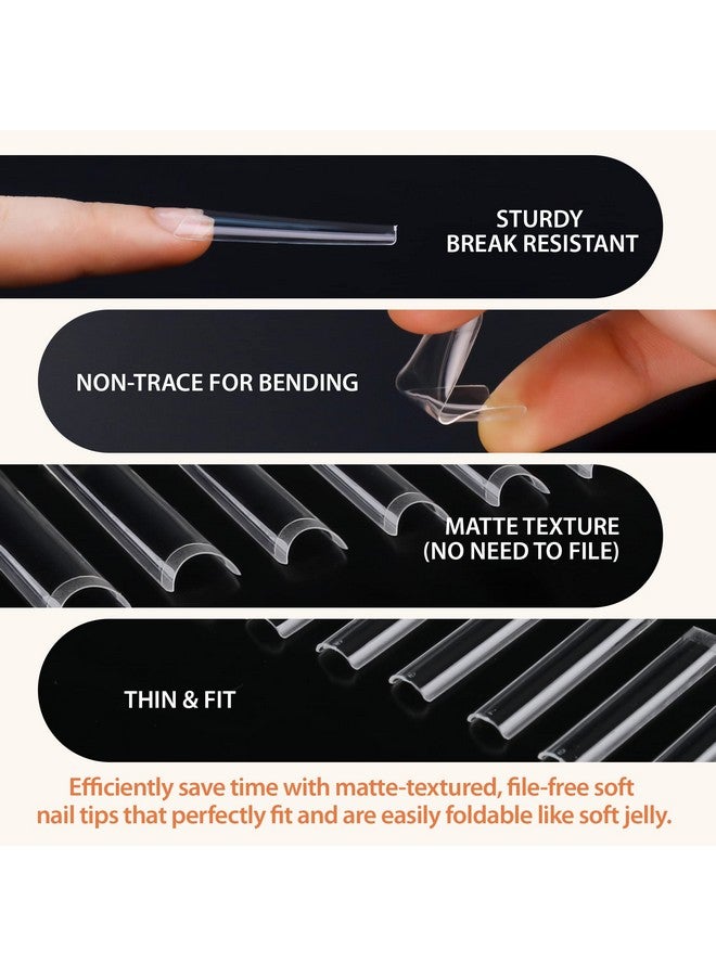 UNA GELLA Soft Gel Nail Tips Xxl 432Pcs Square Coffin No C Curve Nail Tips Clear Tapered Square Nail Tips Straight Nail Tips Xxl Acrylic Nail Tips Fake Nails Long Tips 2 Style For Salon Home Diy - Image 3
