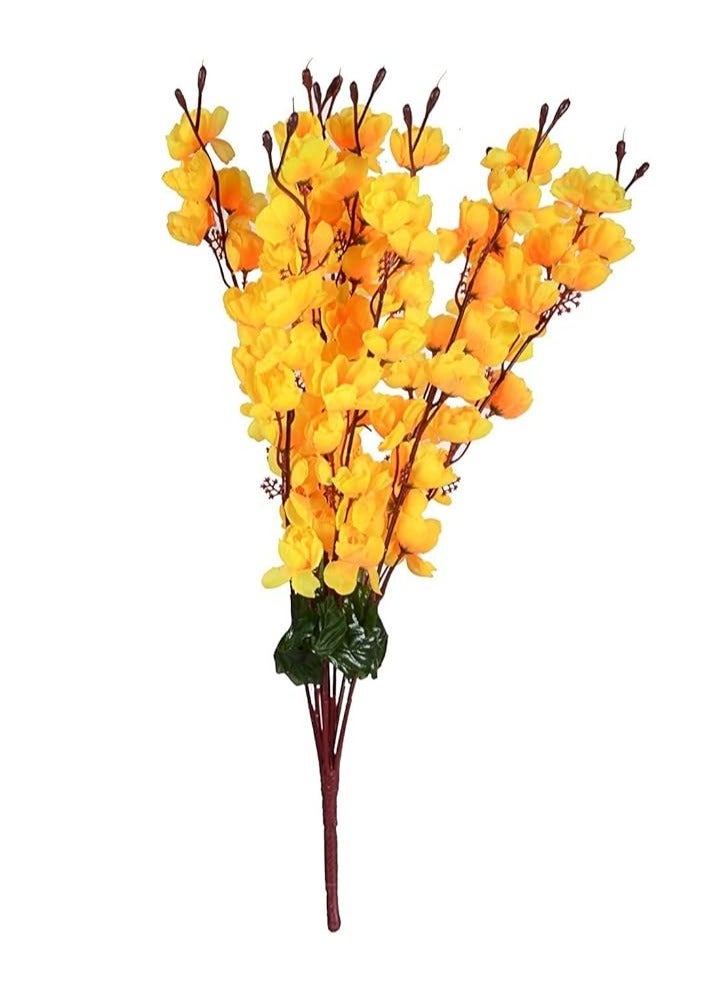 ماركة غير محددة باقة زهور الاوركيد الجميلة لزهرة الكرز والخوخ للمزهرية لديكور المنزل والمكتب وديكور الفندق - 20 انش/50 سم - (اصفر)  - Image 1