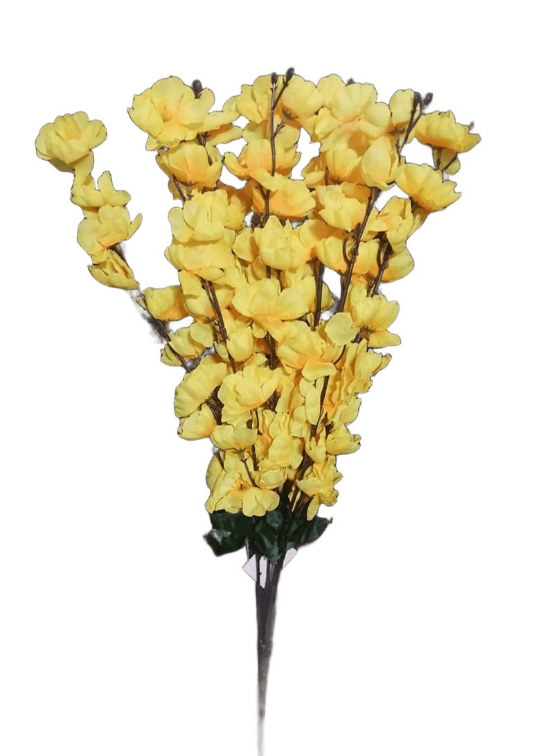 ماركة غير محددة باقة زهور الاوركيد الجميلة لزهرة الكرز والخوخ للمزهرية لديكور المنزل والمكتب وديكور الفندق - 20 انش/50 سم - (اصفر)  - Image 2