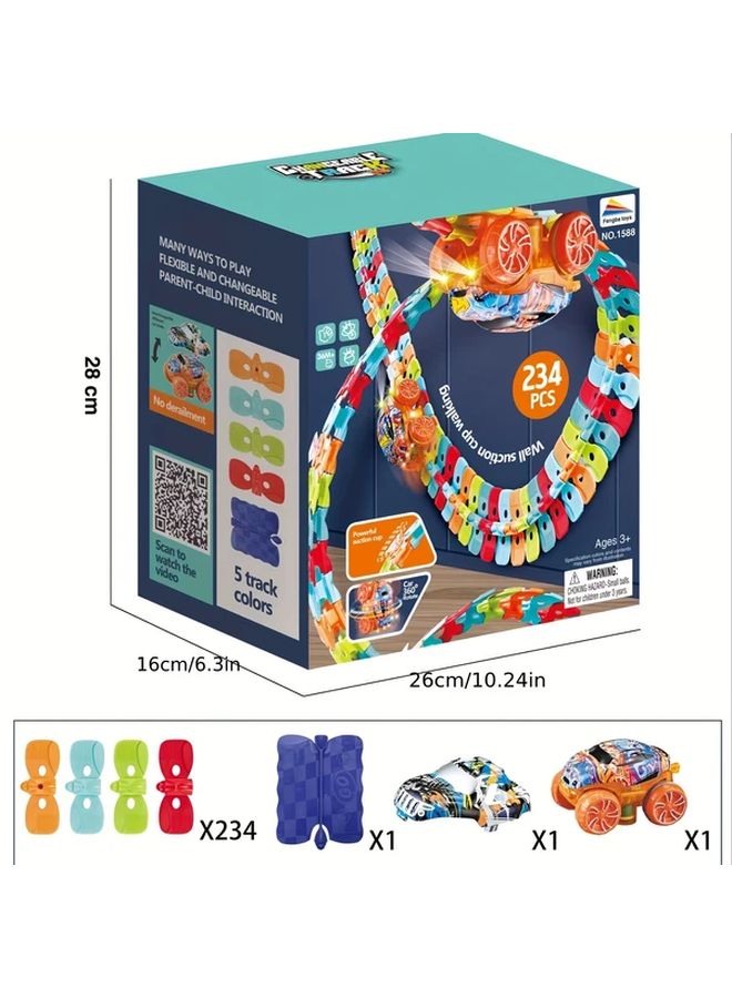 Multi Color 188PCS DIY Electric Track Car Set Stick On Hangable Birthday Gift - Image 4