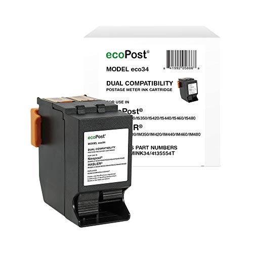 Clover ecoPost Brand Remanufactered Postage Meter Cartridge Replacement for Quadient Hasler ISINK34 IMINK34 4135554T ININK67 Red - Image 1