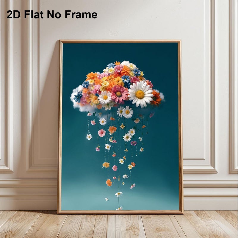 Frameless Canvas Poster Vibrant Array of Flowers Hanging Blossoms 19.69x27.56inch - Image 1