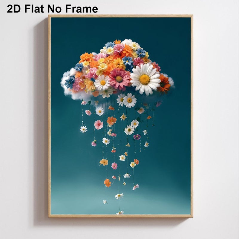 Frameless Canvas Poster Vibrant Array of Flowers Hanging Blossoms 19.69x27.56inch - Image 3