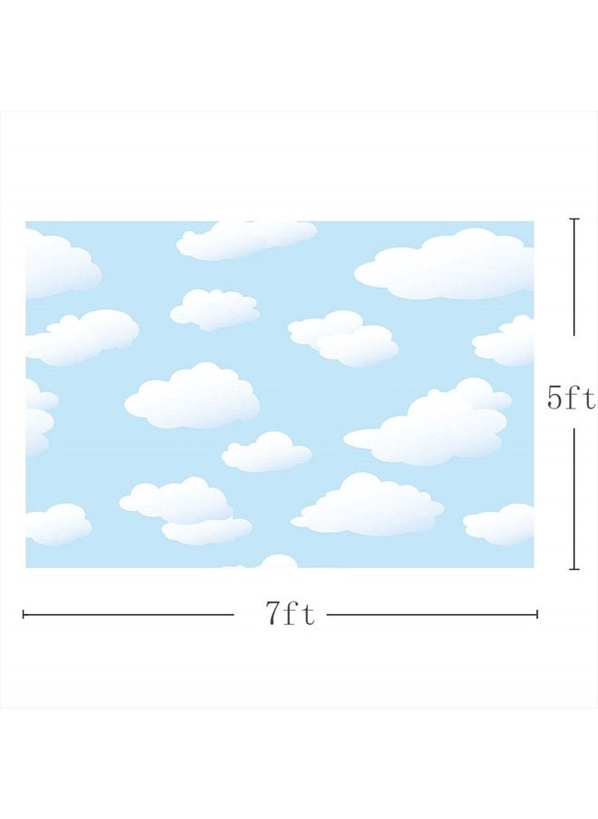 MEHOFOND MEHOFOTO Blue Sky and White Cloud Photo Studio Backdrop Props Kids Birthday Party Decorations Boy Baby Shower Photography Background Banner for Cake Table Supplies 7x5ft  - Image 1