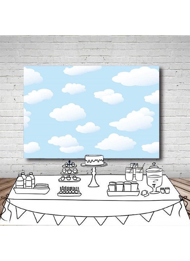 MEHOFOND MEHOFOTO Blue Sky and White Cloud Photo Studio Backdrop Props Kids Birthday Party Decorations Boy Baby Shower Photography Background Banner for Cake Table Supplies 7x5ft  - Image 2