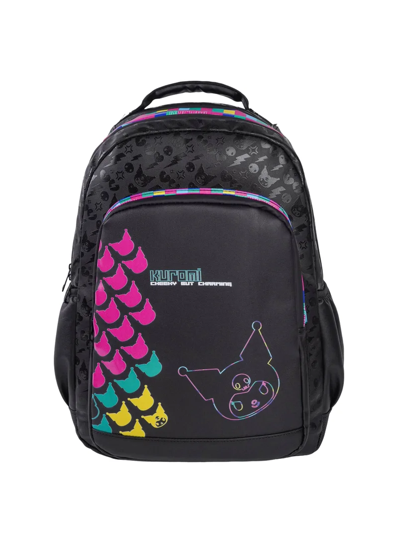 سانريو Sanrio Kuromi Premium Backpack 17.5" – Official Kuromi School Backpack, Large Capacity Laptop & Travel Backpack, Stylish Multi-Pocket Book Bag for Teens