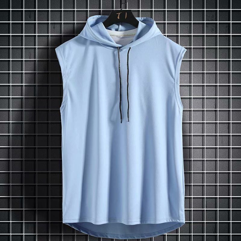 Summer American Sleeveless T-Shirt Men'S Hooded Loose Sports Short-Sleeved Vest Fashion Brand Ins Waistcoat Basketball Sportswear - Image 2