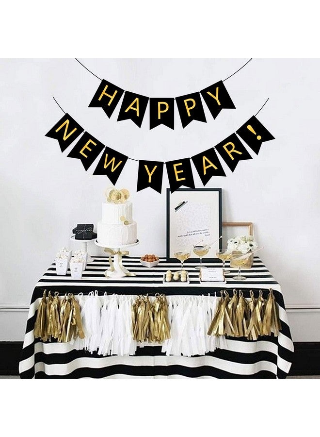 FECEDY Happy New Year Banner Black Bunting With Gold Alphabet For New Year Party Supplier Eve Party Decorations - Image 5