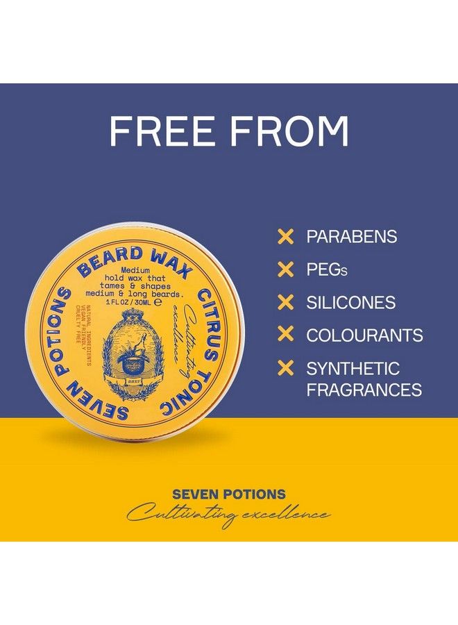 Seven Potions Beard Wax For Men Medium Hold Styling Wax To Shape And Nourish Your Beard Allnatural Vegan Cruelty Free Citrus Tonic (1 Fl Oz) - Image 4