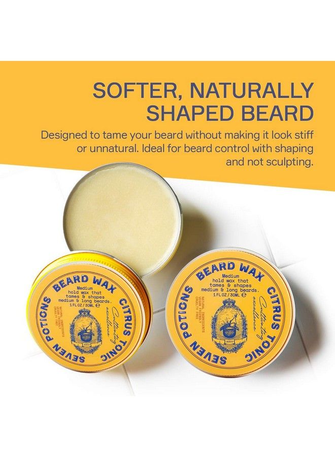 Seven Potions Beard Wax For Men Medium Hold Styling Wax To Shape And Nourish Your Beard Allnatural Vegan Cruelty Free Citrus Tonic (1 Fl Oz) - Image 3