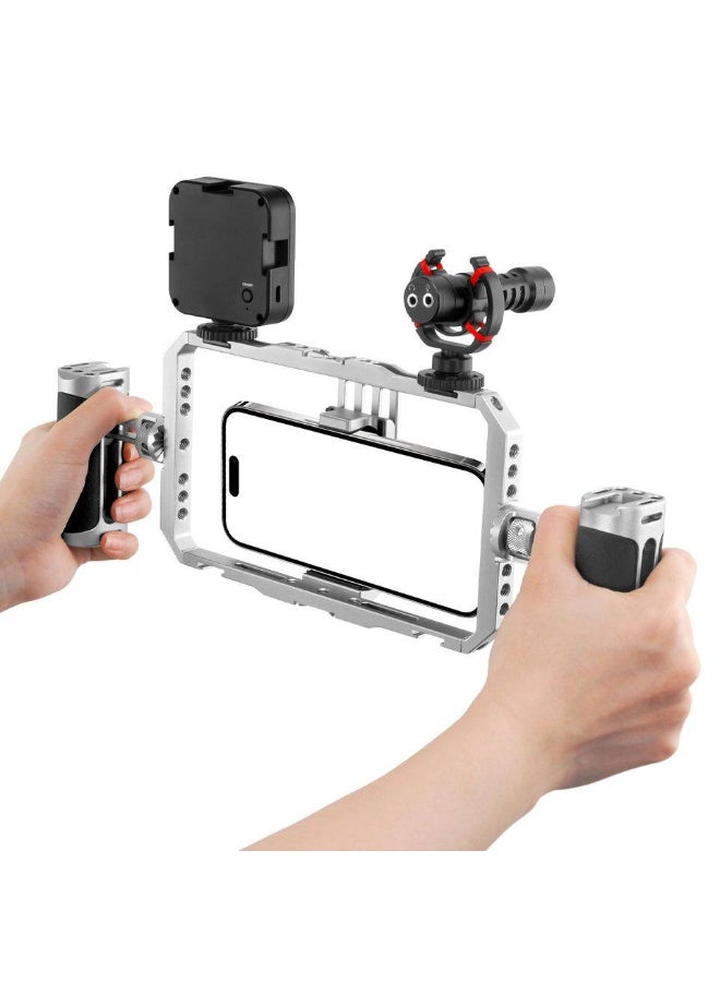 Professional Phone Video Rig with Dual Handles – Aluminum Smartphone Stabilizer for Video Recording, YouTube and Content Creation - Image 3