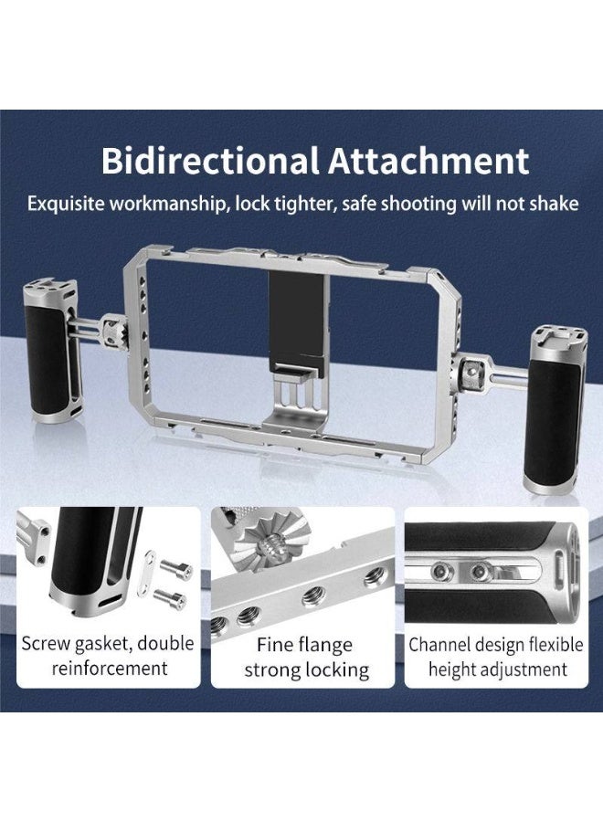 Professional Phone Video Rig with Dual Handles – Aluminum Smartphone Stabilizer for Video Recording, YouTube and Content Creation - Image 4