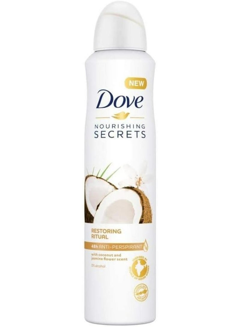 Dove Antiperspirant Aerosol Coconut And Jasmine Flower 250ml - Image 1