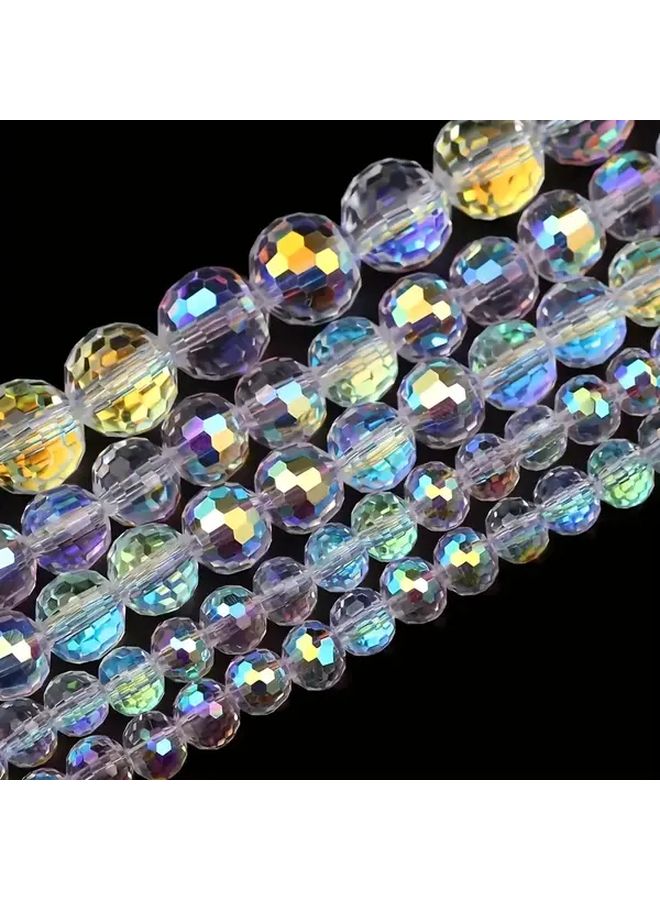 100 قطعة خرز زجاجي دائري مقاس 6 مم مُقطع بلمعة AB شفاف لصناعة المجوهرات - Image 2