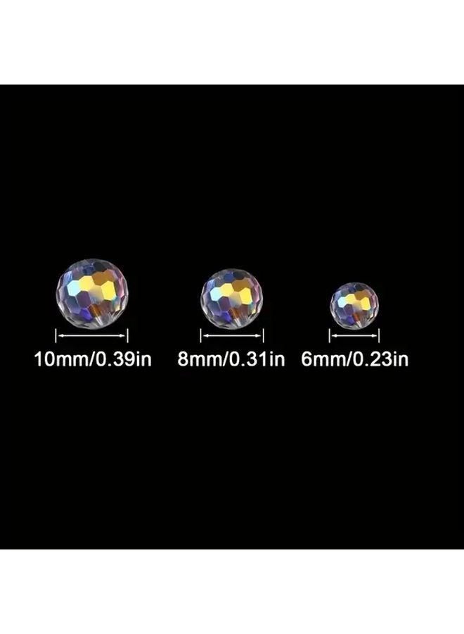 100 قطعة خرز زجاجي دائري مقاس 6 مم مُقطع بلمعة AB شفاف لصناعة المجوهرات - Image 5