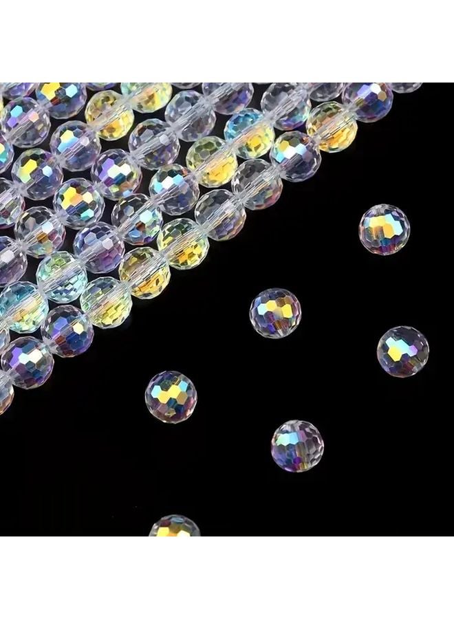 100 قطعة خرز زجاجي دائري مقاس 6 مم مُقطع بلمعة AB شفاف لصناعة المجوهرات - Image 4