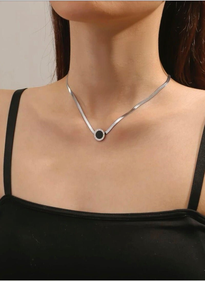 sixtyfour Elegant Silver Stainless Steel Necklace For Women  - Image 1