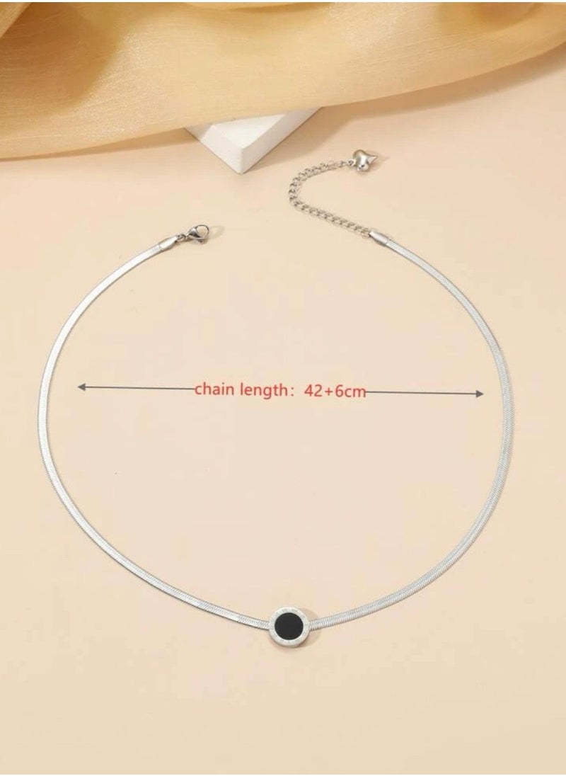 sixtyfour Elegant Silver Stainless Steel Necklace For Women  - Image 3