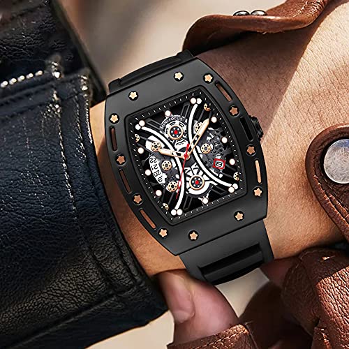 MF MINI FOCUS Watch for Men Wristwatch Fashion Hollow Big Dial Luminous Waterproof Sport Analog Quartz Business Mens Watches Black Silicon Strap Dress Watch - Image 4