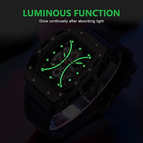 MF MINI FOCUS Watch for Men Wristwatch Fashion Hollow Big Dial Luminous Waterproof Sport Analog Quartz Business Mens Watches Black Silicon Strap Dress Watch - Image 5