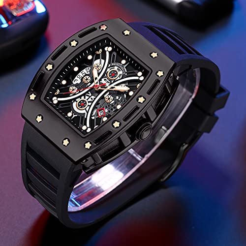 MF MINI FOCUS Watch for Men Wristwatch Fashion Hollow Big Dial Luminous Waterproof Sport Analog Quartz Business Mens Watches Black Silicon Strap Dress Watch - Image 2