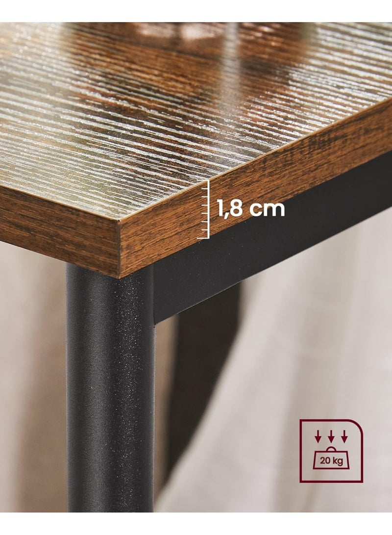 فاساجيل طقم طاولتين جانبيتين على الطراز الصناعي باللون البني الريفي والأسود، طاولة مستطيلة للغرفة المعيشة وغرفة النوم والمكتب، طاولة سرير مع أرفف متينة من الفولاذ والخشب الصناعي - Image 3