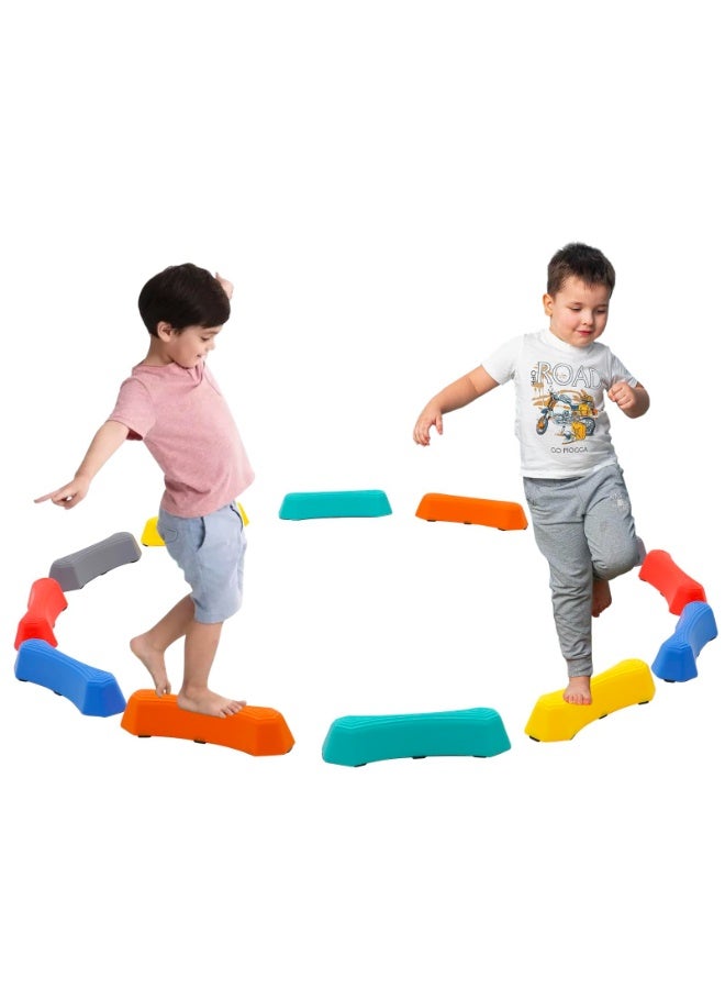 والالا أحجار خطوات للأطفال من عارضة التوازن للاستخدام الداخلي والخارجي، قاعدة مطاطية مانعة للانزلاق، معدات تدريب التوازن الحسي - أحجار خطوات ومسار حواجز للأطفال الصغار، 12 قطعة (متعددة الألوان - كلاسيكية) - Image 1