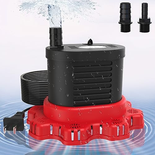 AgiiMan Pool Cover Pump Above Ground - 850 GPH Submersible Water Pump for Pool Draining, Portable Small Sump Pumps with 16' Drainage Hose and 25' Power Cord, 3 Adapters, Black - Image 1