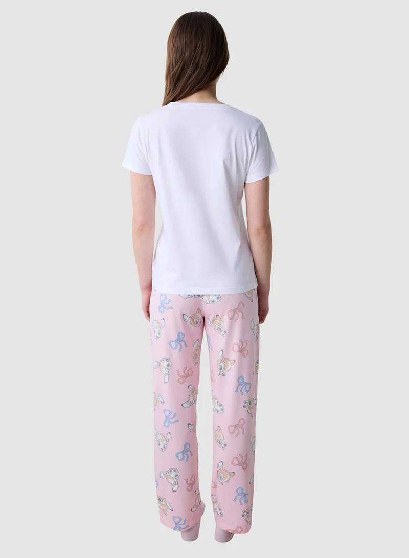 Penti Bambi Cotton White And Pink Pyjama Set