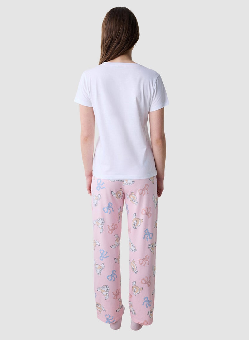 Penti Bambi Cotton White And Pink Pyjama Set - Image 2