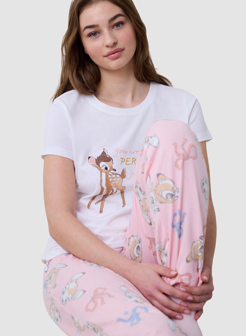 Penti Bambi Cotton White And Pink Pyjama Set - Image 3