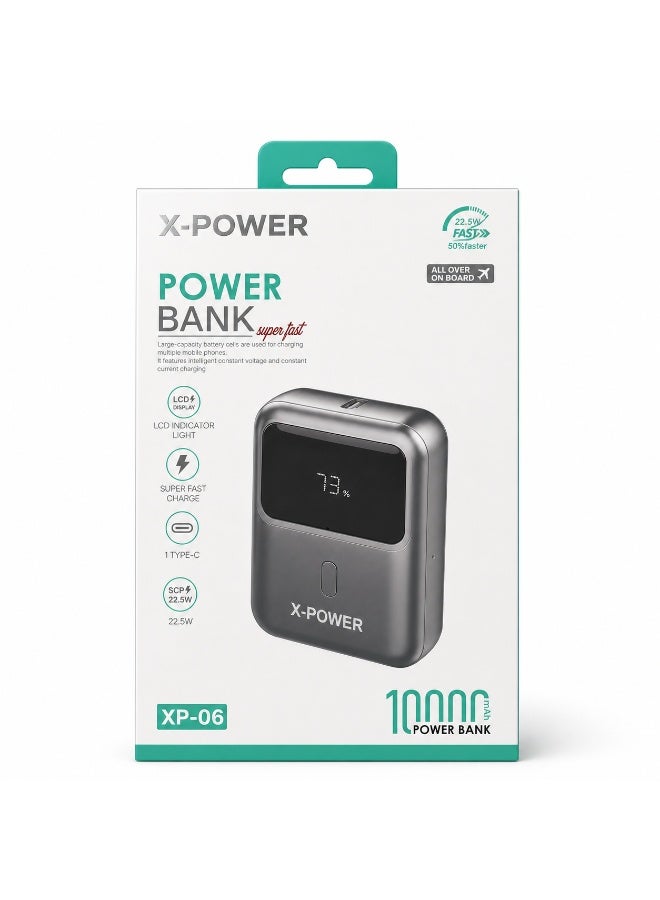 اكس باور باوربانك X-POWER XP-06 سعة 10000mAh، شحن سريع 22.5W مع شاشة ذكية - أسود - Image 2