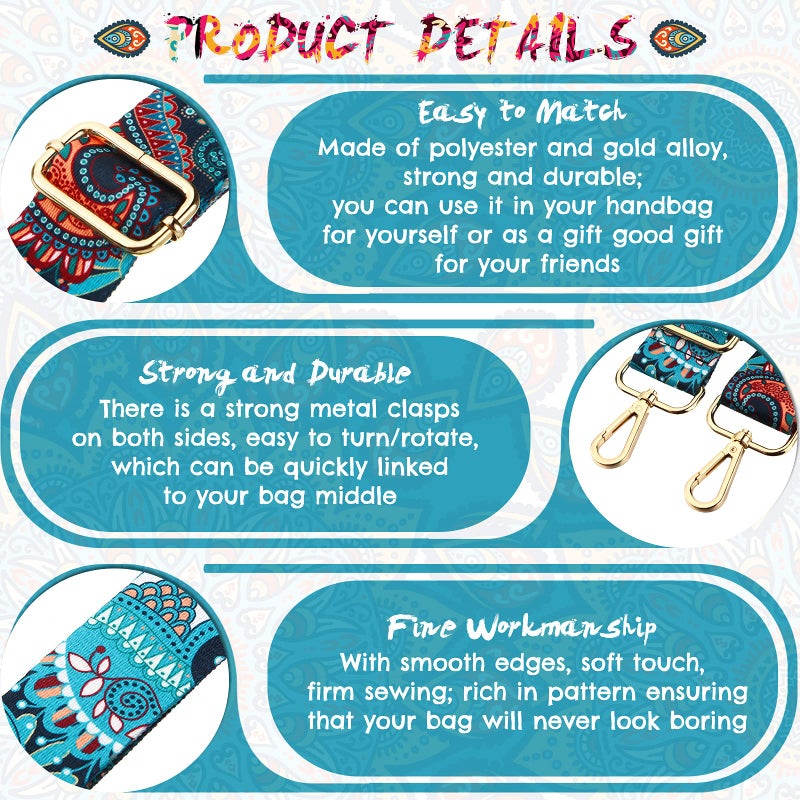 Weewooday 3 Pieces Purse Straps Replacement Crossbody Straps Adjustable Handbag Shoulder Strap Guitar style Strap for Women(Vintage Style) - Image 3