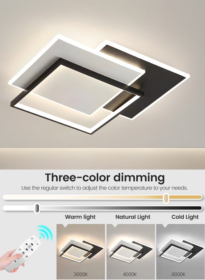 YATAI LIGHTING Modern Dimmable LED Ceiling Light Fixtures, Square Flush Mount Black and White Ceiling Light for Living Room, Three Color 72W LED Ceiling Light ,Remote Control - Image 2