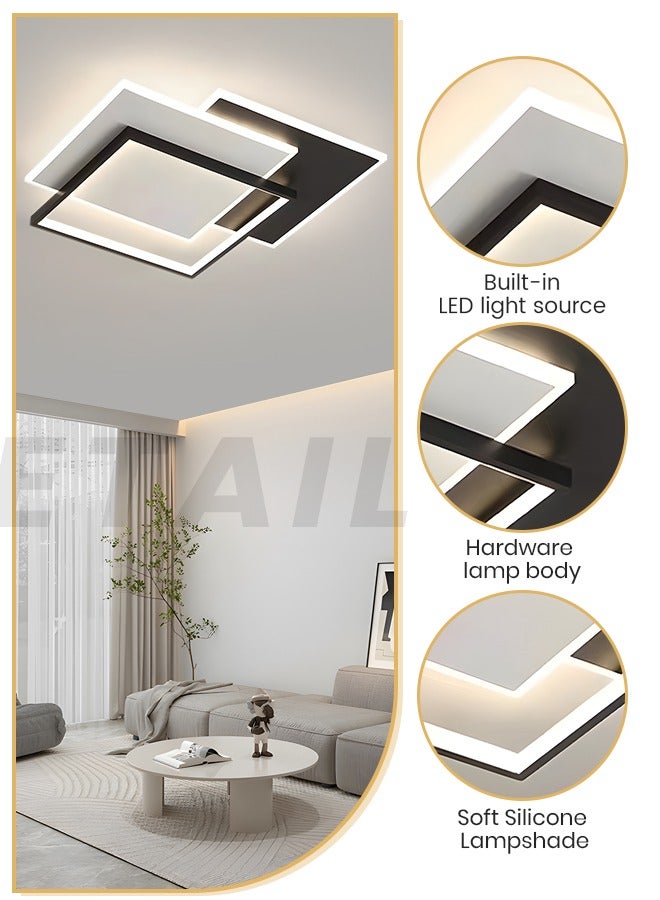 YATAI LIGHTING Modern Dimmable LED Ceiling Light Fixtures, Square Flush Mount Black and White Ceiling Light for Living Room, Three Color 72W LED Ceiling Light ,Remote Control - Image 4