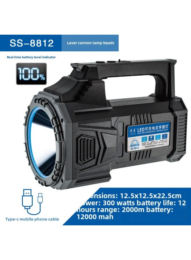 Strong Light Led High Power Portable Searchlight Patrol Special Forces Fire Outdoor Flood Control Camping Long-range High Brightness-Color:8812 Laser Cannon (2000 M 12 H)  - Image 1