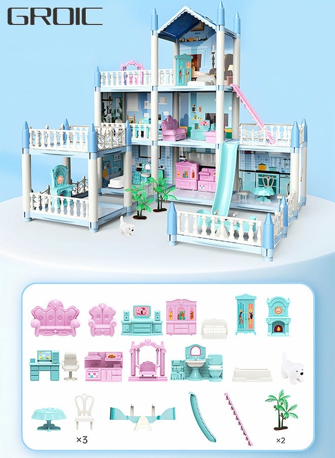 GROIC Doll House Dreamhouse for Girls,3-Story 7 Rooms Doll House,Fully Furnished Dollhouses,Pretend Play House with Accessories,Play House Accessories - Image 1