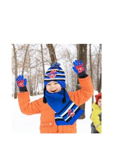 SYOSI Kids Winter Warm Hat Scarf Gloves Set, 3Pcs Spiderman Scarf Set, Children's Winter Hat Scarf Gloves Set,Children Winter Autumn Spring Scarf Knitted Hat Combination Set for Children Boys Girls  - Image 3