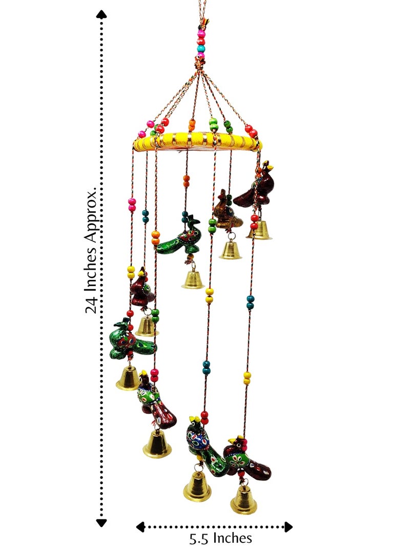 JH Gallery Handcrafted Recycled Material Peacock Rajasthani Door/Wall Hanging Decorative Showpiece for Home Decor (Blue, H-25 Inches, W-5.5 Inches) - Image 2