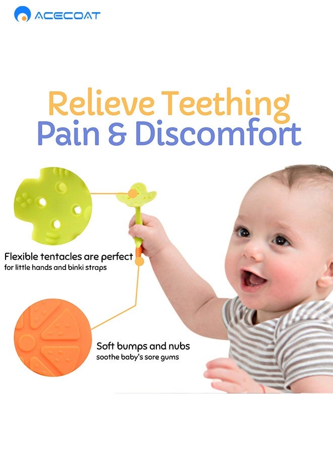 ACECOAT Baby Teething Toys 4-Pack Newborn Teether Set Food Grade Silicone BPA-Free Freezer Safe Soothing Calming Frozen Teethers for Babies 0-6 Months Everyday Use Essential Infant Teething Gift - Image 3