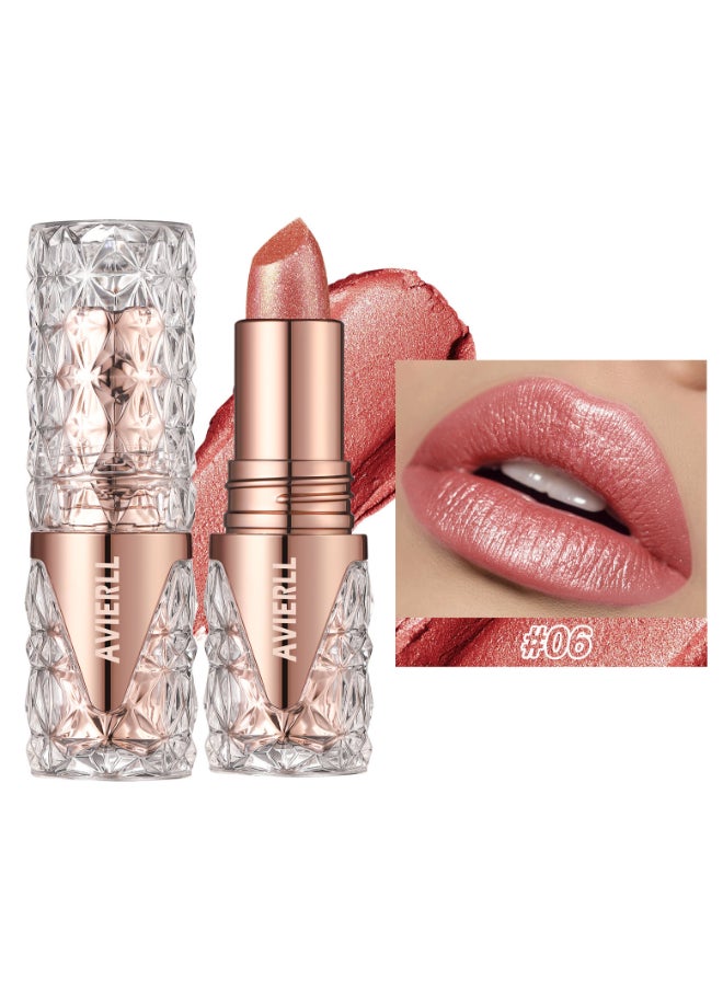 Avierll - Diamond Shiny Lipsticks, Fine Glitter Lipstick - Moisturizing, Long-Lasting, High Pigment, Creamy Texture, Universal Skin Fit Lip Colors With Pearl Finish, Non-Greasy Formula For All Skin Types - Image 1