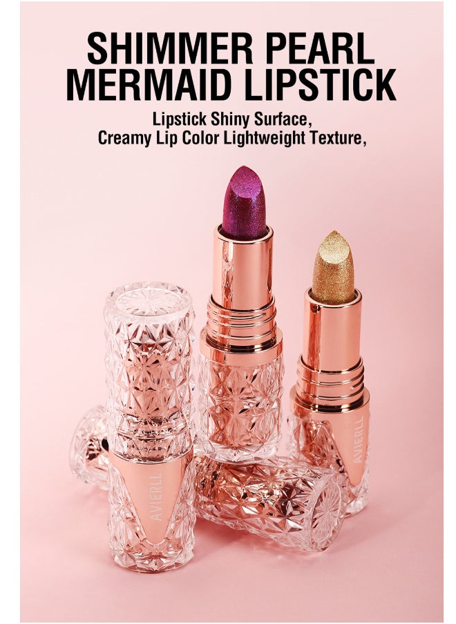 Avierll - Diamond Shiny Lipsticks, Fine Glitter Lipstick - Moisturizing, Long-Lasting, High Pigment, Creamy Texture, Universal Skin Fit Lip Colors With Pearl Finish, Non-Greasy Formula For All Skin Types - Image 1