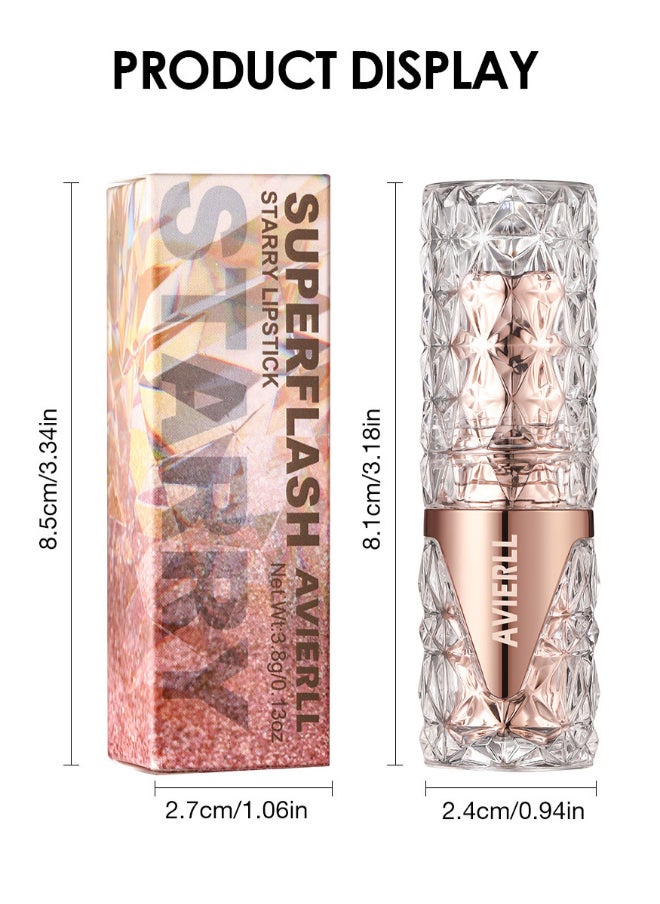 Avierll - Diamond Shiny Lipsticks, Fine Glitter Lipstick - Moisturizing, Long-Lasting, High Pigment, Creamy Texture, Universal Skin Fit Lip Colors With Pearl Finish, Non-Greasy Formula For All Skin Types - Image 1