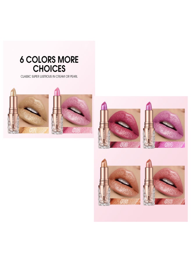 Avierll - Diamond Shiny Lipsticks, Fine Glitter Lipstick - Moisturizing, Long-Lasting, High Pigment, Creamy Texture, Universal Skin Fit Lip Colors With Pearl Finish, Non-Greasy Formula For All Skin Types - Image 1