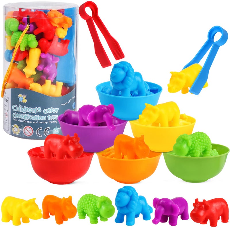 USATDD Counting Animal Toys Color Matching Games Preschool Learning Activities Sorting Stacking Toys Math Couting Educational Sensory Montessori Toy for Toddlers Kids Ages 3 4 5 - Image 3